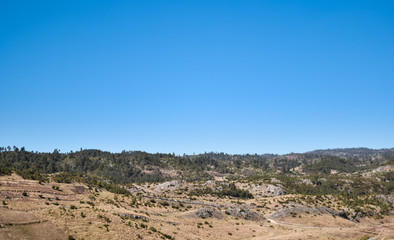 Fototapeta na wymiar mountain landscape , park from guatemala, wiht blue sky 