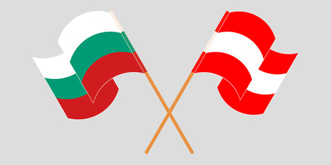 Naklejka premium Crossed and waving flags of Bulgaria and Austria