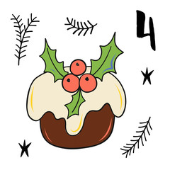 Christmas advent calendar set. Printable card.