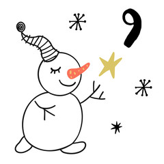 Christmas advent calendar set. Printable card.