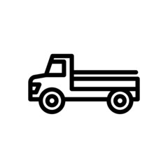 Pickup truck vector icon in outline style on white background, Transportation, auto filled flat sign for mobile concept and web design, Symbol, logo illustration