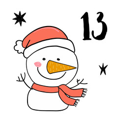 Christmas advent calendar set. Printable card.