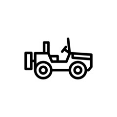 Military off road vehicle icon vector in outline style on white background, filled flat sign, solid pictogram isolated on white, Symbol, logo illustration