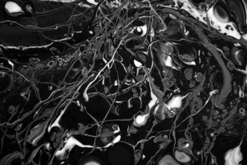 
Abstract background of mixed black and white colors. Flowing paint on the surface. Colorful wallpaper for design