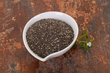 Dietary Chia seeds in the bowl