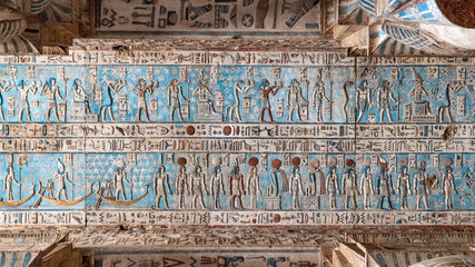 Dendera temple or Temple of Hathor. Egypt. Dendera, Denderah, is a small town in Egypt. Dendera Temple complex, one of the best-preserved temple sites from ancient Upper Egypt.