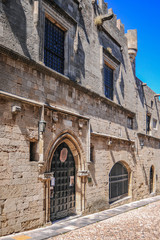 Fototapeta na wymiar Knight Street leads from the Palace of the Grand masters of the order of Hospitallers to the Harbor of Rhodes and is the oldest surviving medieval street in Europe. 