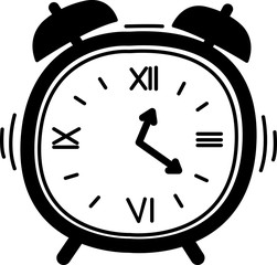 black table clock with roman numerals