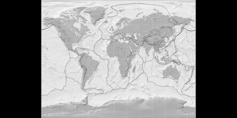 Gall Stereographic (11E), bilevel, tectonic plates