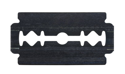 Retro black razor blade isolated on white background, clipping path