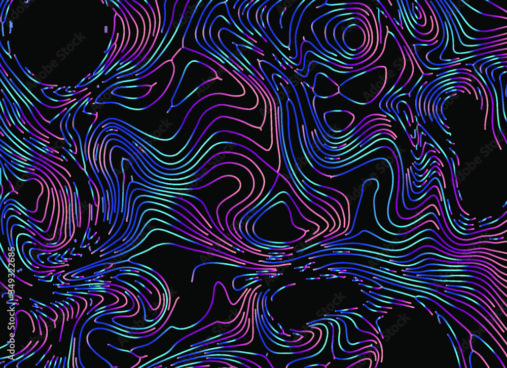 Poster holographic surface with glitched wavy texture. retrofuturistic illustration in 80s-90s synthwave an