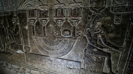 Naklejka premium Dendera temple or Temple of Hathor. Egypt. Dendera, Denderah, is a small town in Egypt. Dendera Temple complex, one of the best-preserved temple sites from ancient Upper Egypt.