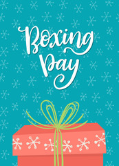 Happy Boxing Day sale, vector illustration with gift box and phrase