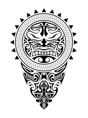 Polynesian style Tattoo design. Polynesian style mask. Isolated round tattoo vector.