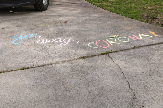 Chalk message on Concrete Driveway