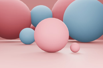 3D rendering spheric Abstract background, pastel pink color, illustrator 