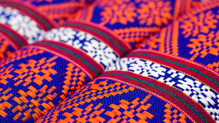 Soft focus,Thai fabric pattern.A texture embroider pattern style local in thailand.