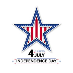 Obraz premium 4th of July Independence day of USA. American star with national flag. Independence Day celebrations in the United States of America.