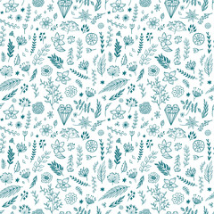 Seamless vector floral pattern. Summer, spring, romantic design.