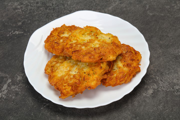 Roasted potato pancakes in the bowl