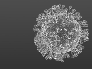 COVID-19.Coronavirus 2020-nCov novel coronavirus concept responsible for asian flu outbreak and pandemic. Microscope virus close up. 3d rendering.