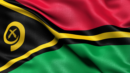 3D illustration of the flag of Vanuatu waving in the wind.