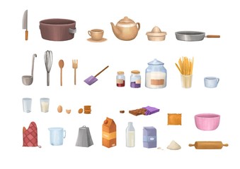 Obraz premium Color Kitchen set illustration