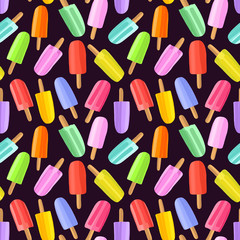Hand drawn colorful popsicles seamless pattern background.