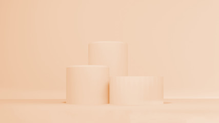 3d render of scene with geometrical minimal boxes and podium for cosmetic product presentation. Concepr of product fashion magazine