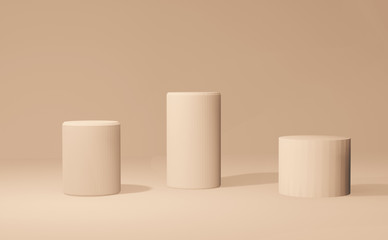 3d render of scene with geometrical minimal boxes and podium for cosmetic product presentation. Concepr of product fashion magazine