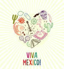 Viva Mexico hand drawn poster