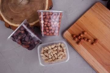 nuts and dates in a container