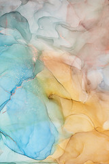 Alcohol ink colors translucent. Abstract multicolored marble texture background. Design wrapping paper, wallpaper. Mixing acrylic paints. Modern fluid art. Alcohol Ink Pattern