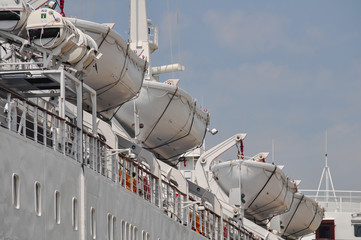 View of a lifeboats on a cruise ship