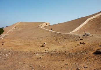 Landscape of Sahara desert near to the Temple Of Pharaoh Ramses II In Abu Simbel, Egypt.