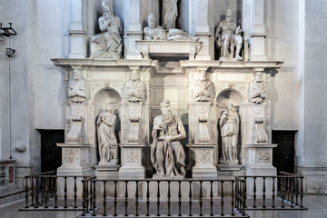 Fototapeta na wymiar Statue of Moses in San Pietro in Vincoli, Saint Peter in Chain, church in Rome, Italy.