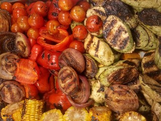  many different grilled vegetables 