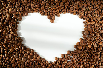 Coffee beans on a white background