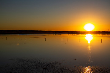 sunset over the river