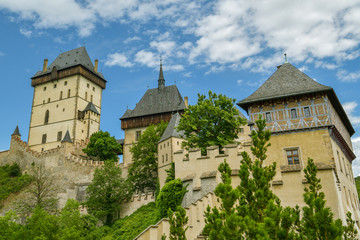 Fototapeta na wymiar Beautiful view on Royal Castle of Karlstejn in Czech Republic