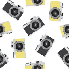 yellow and dark gray black retro camera pattern seamless vintage photo hipster vector