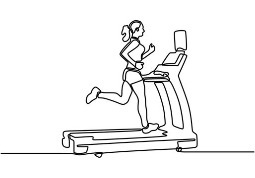 Single Continuous Line Drawing of Young Sportive Man Training Speed Run  with Treadmill in Sport Gymnasium Club Center. Fitness Stock Vector -  Illustration of continuous, outline: 202036524