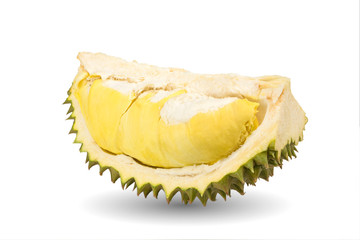 Isolated Durian fruit ripe on white background, king of fruit in southeast asian Thailand.