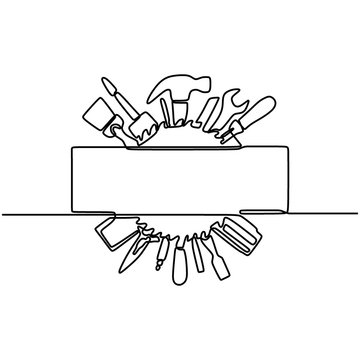 tools outline drawing with blank space clip art preview