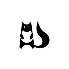 squirrel black and white illustration of a simple logo design vector