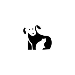 illustration of a unique black white logo dog vector design