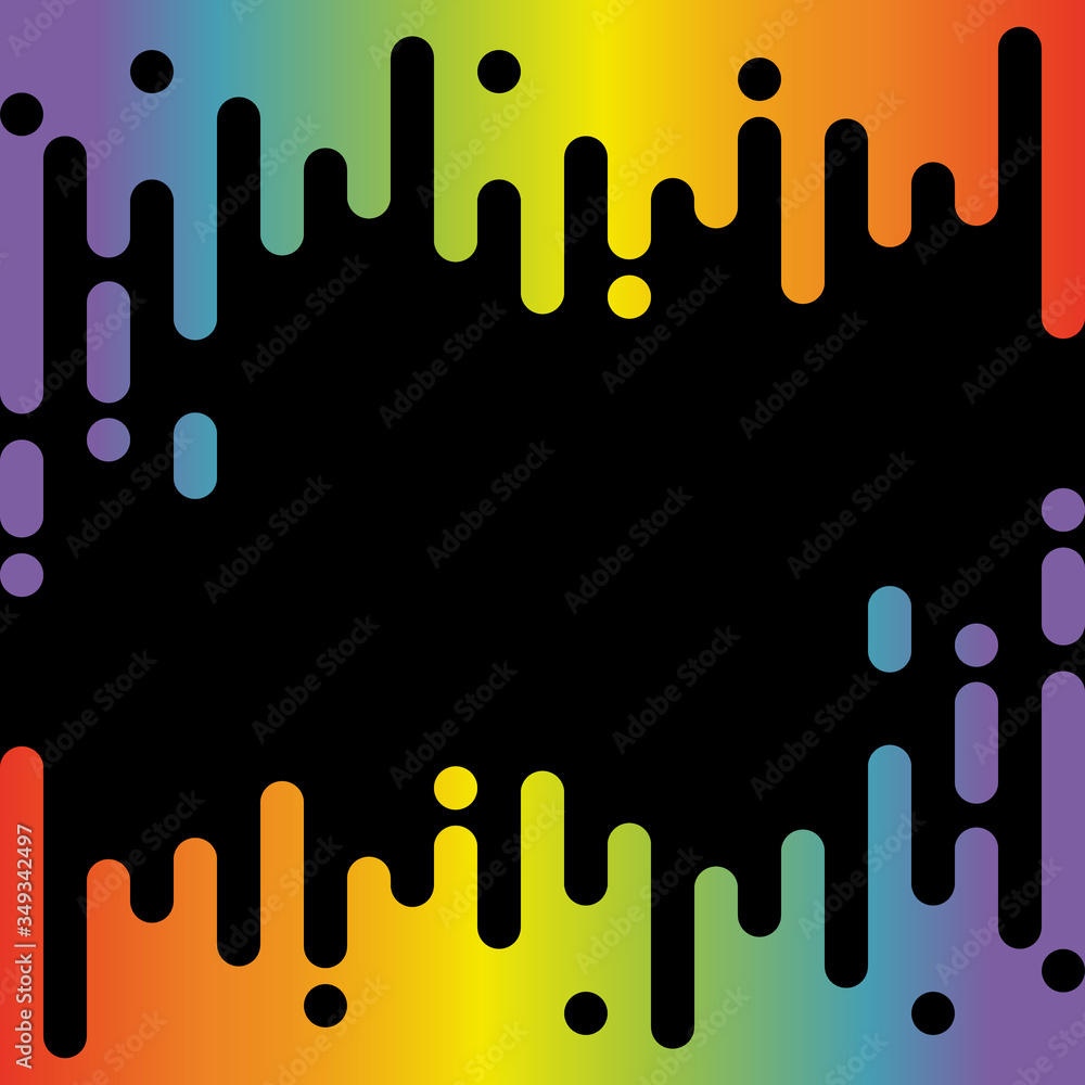 Aufkleber abstract rainbow pulse music player on black background. rounded lines in wave style. element with c