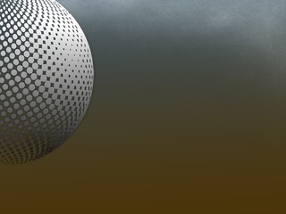 
Abstract illustration of a bright halftone ball in a gradient background
