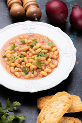 Italian pasta fagioli with kidney beans