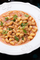 Italian pasta fagioli with kidney beans